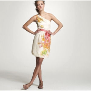 J. Crew Bridget Painted Silk 1 Shoulder Dress EUC